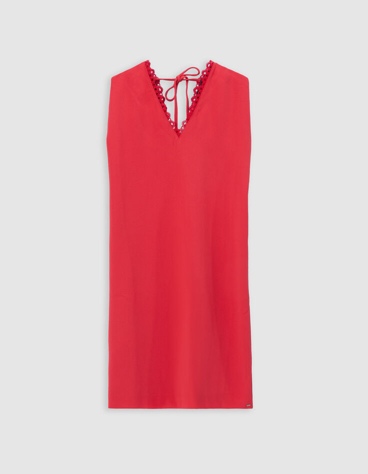 Vestido rojo de mujer con cuello en V-6