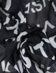 Foulard noir jacquard et broderie messages Femme-5