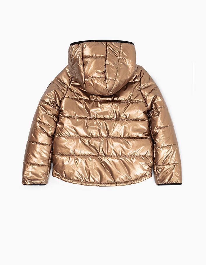Girls’ black Paisley and copper reversible padded jacket - IKKS