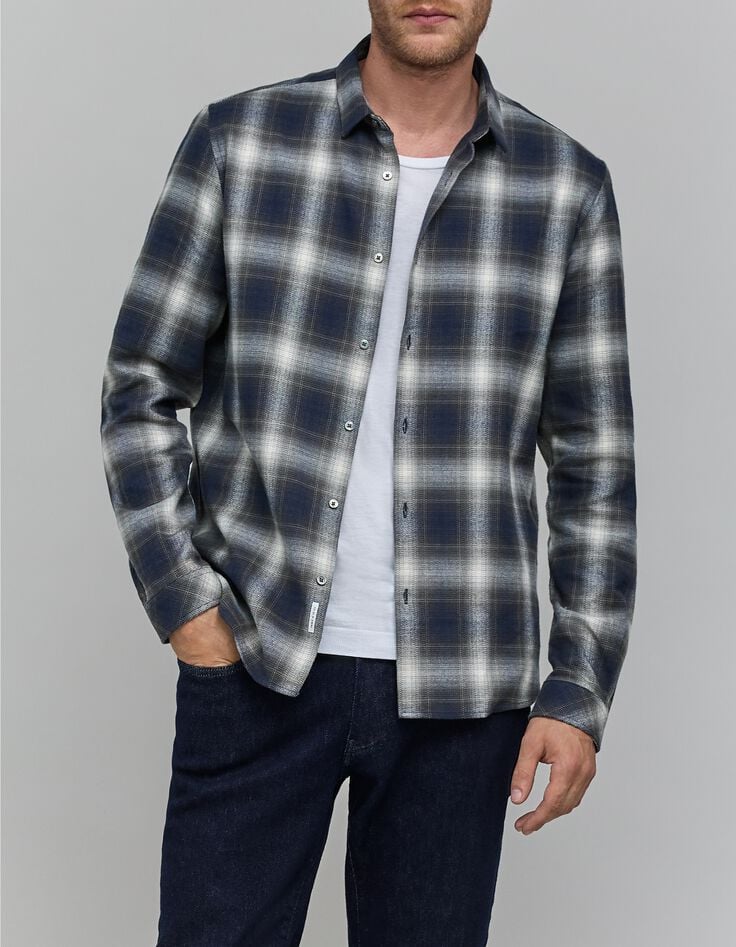 Chemise REGULAR marine motif carreaux Homme-2