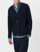 Men's navy knit V-neck cardigan-5