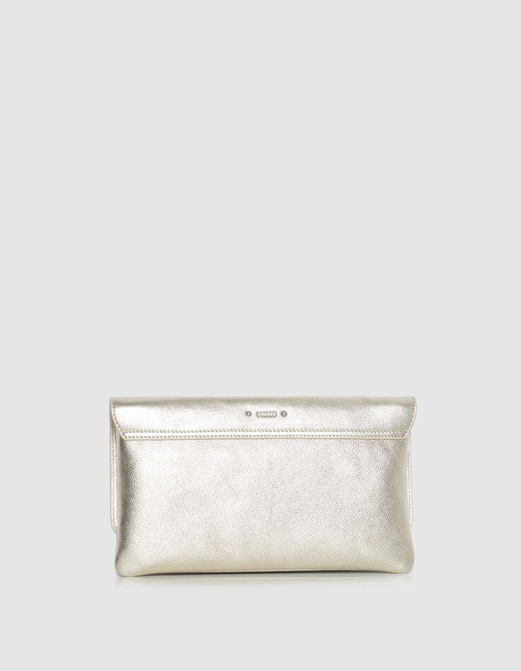Sac pochette dor&eacute; cuir m&eacute;tallis&eacute; Femme-3