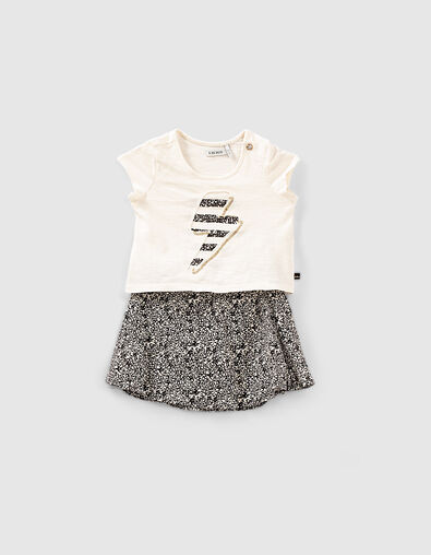 Baby girls’ flowery skort and organic T-shirt outfit - IKKS