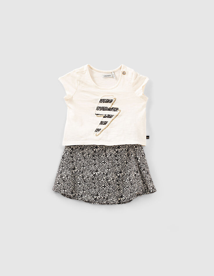 Set rok-short bloemen en T-shirt bio babymeisjes-1