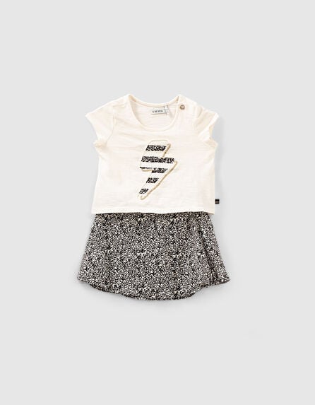Baby girls’ flowery skort and organic T-shirt outfit