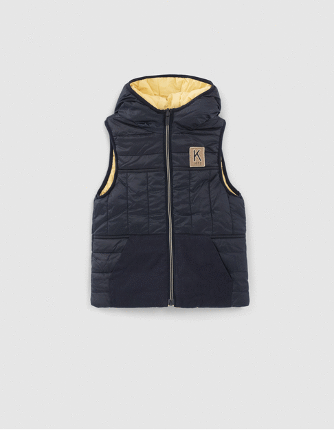 Boys’ navy and yellow reversible bodywarmer
