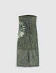 Khaki strapless dress with sequins for women-7