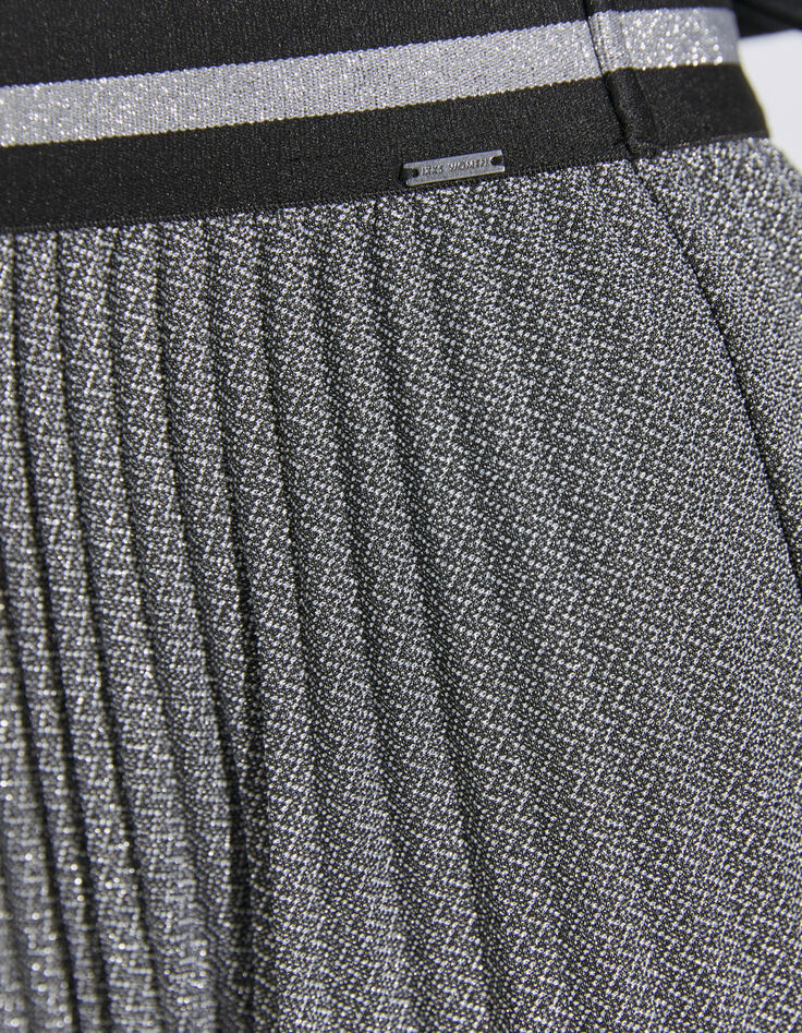 Asymmetrische midirok pliss&eacute; in metallic draad dames-4
