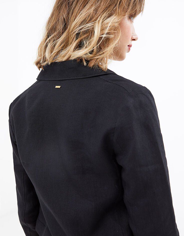 Veste noire en lin esprit motard I.Code-5