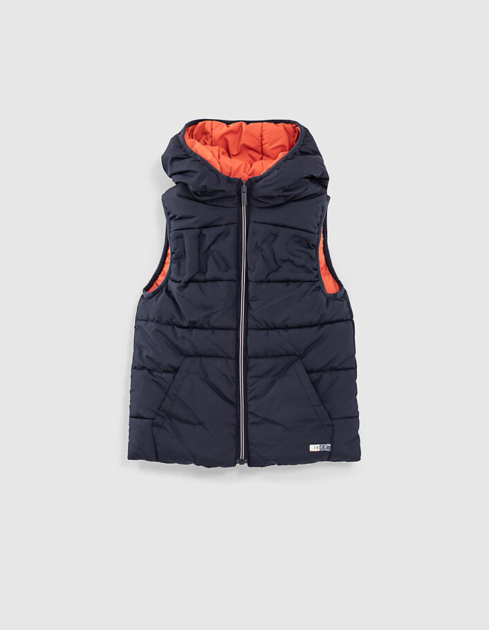Boys’ navy and coral recycled reversible bodywarmer - IKKS