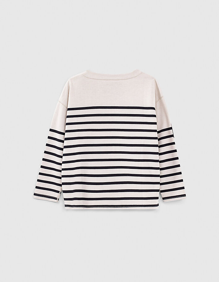 Girls’ ecru sailor top with black stripes and badges-2