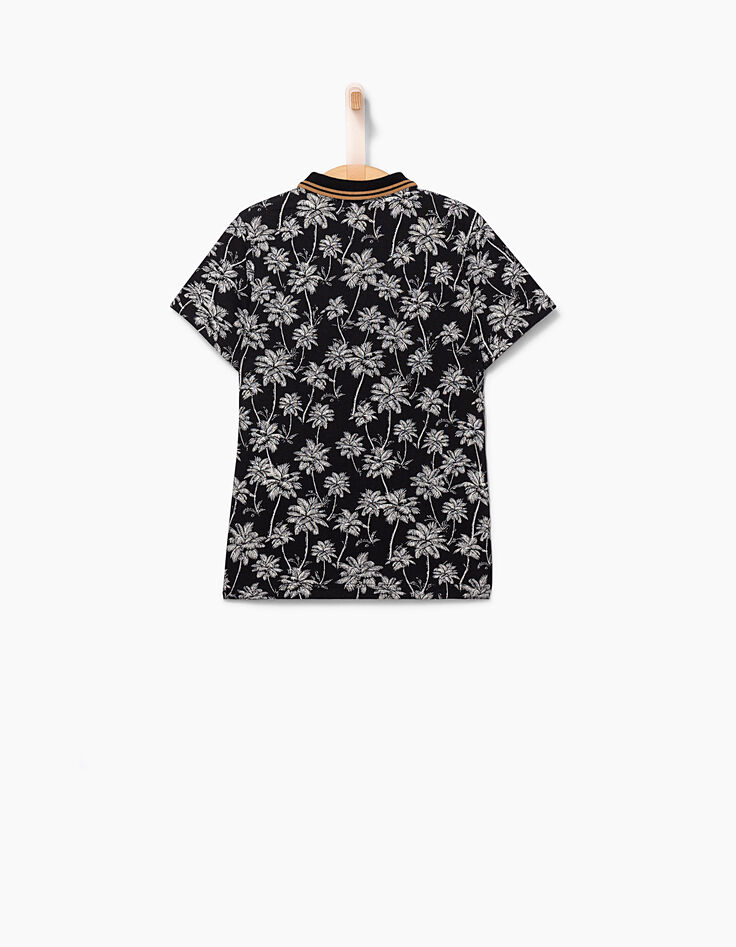 Polo negro con estampado palmeras niño -3 Polo negro con estampado palmeras niño -3