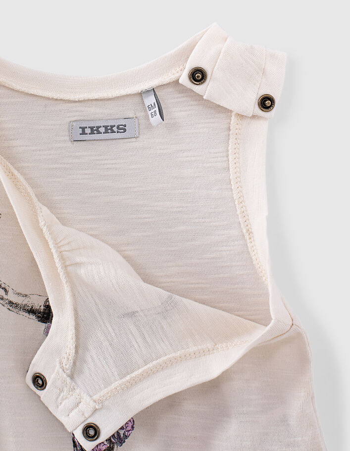 Baby girls’ ecru organic vest top with embroidered skull - IKKS