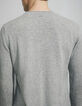 Pull gris chiné cachemire à col rond Homme-3