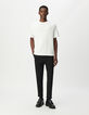 T-shirt manches courtes blanc jacquard rayures Homme-2