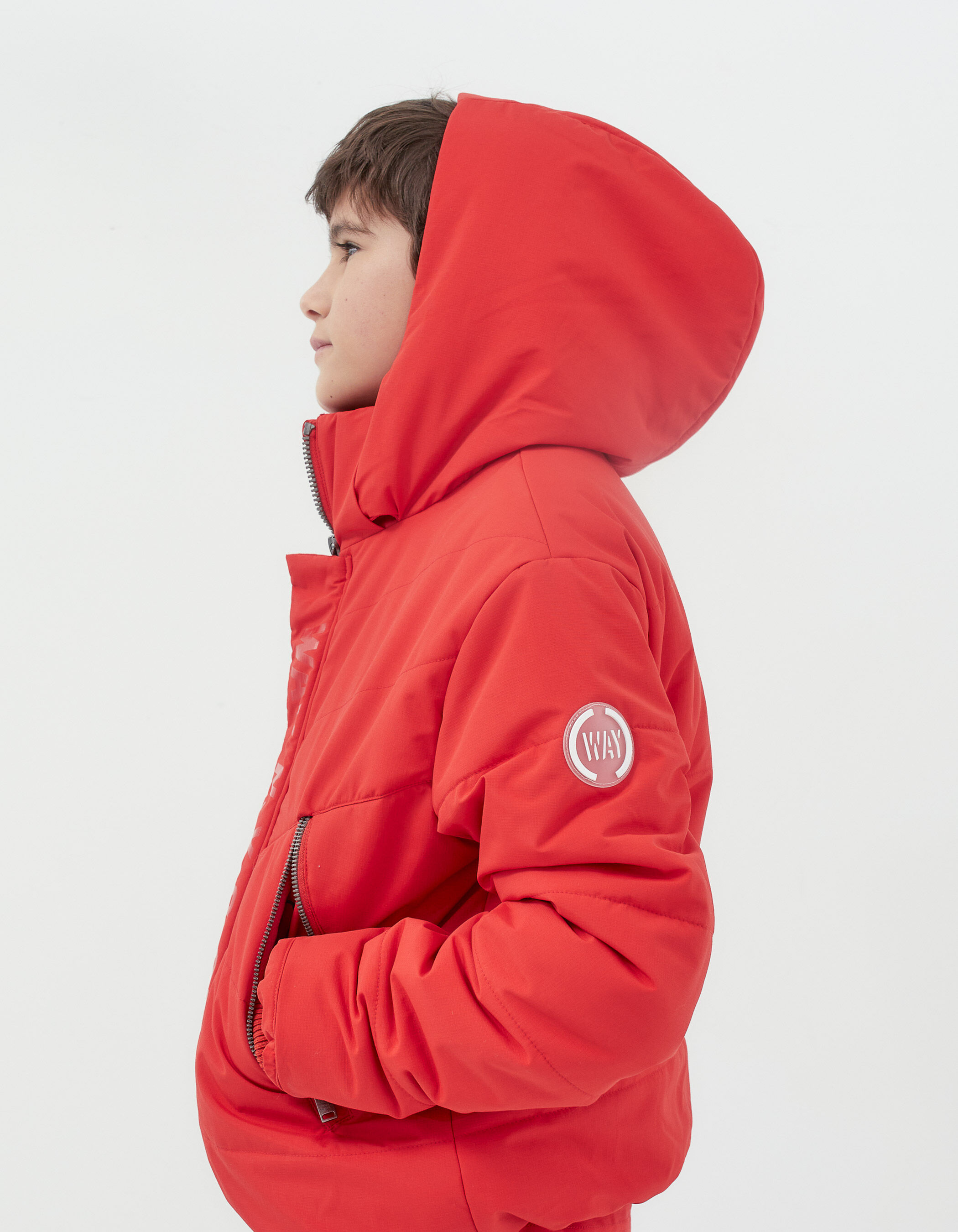 Doudoune rouge marquage ton sur ton gar on