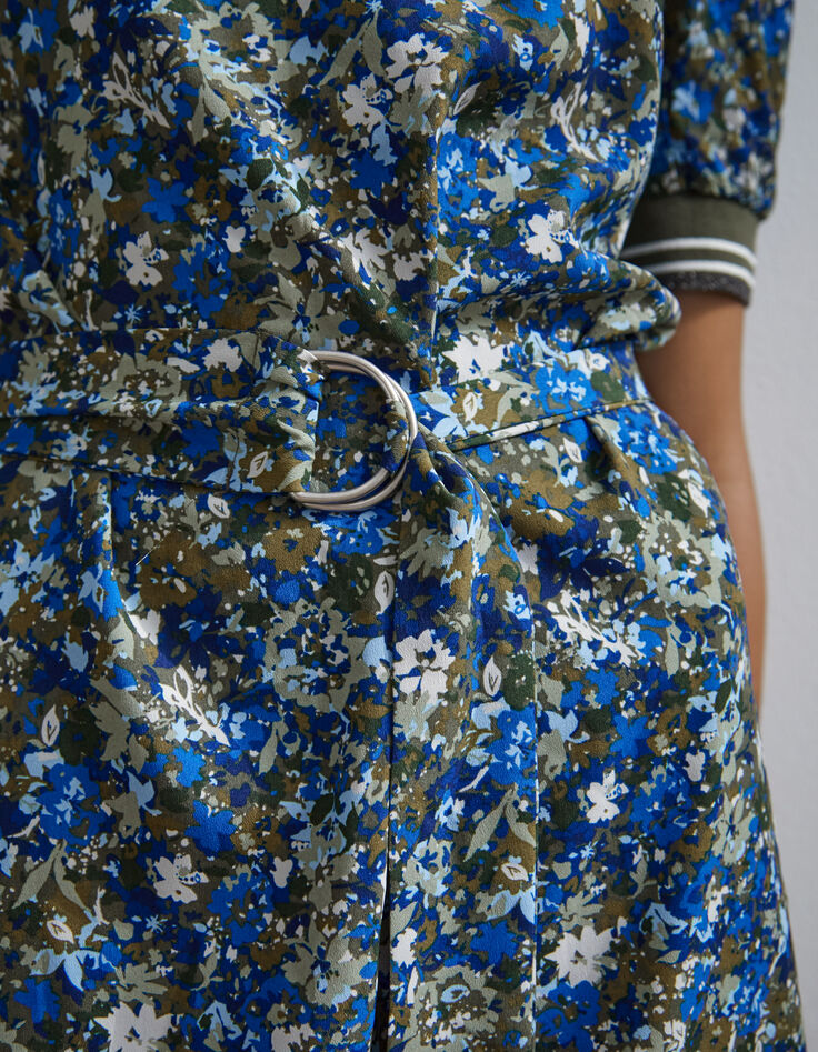 Korte crêpe jurk camouflage-bloemenprint dames-3