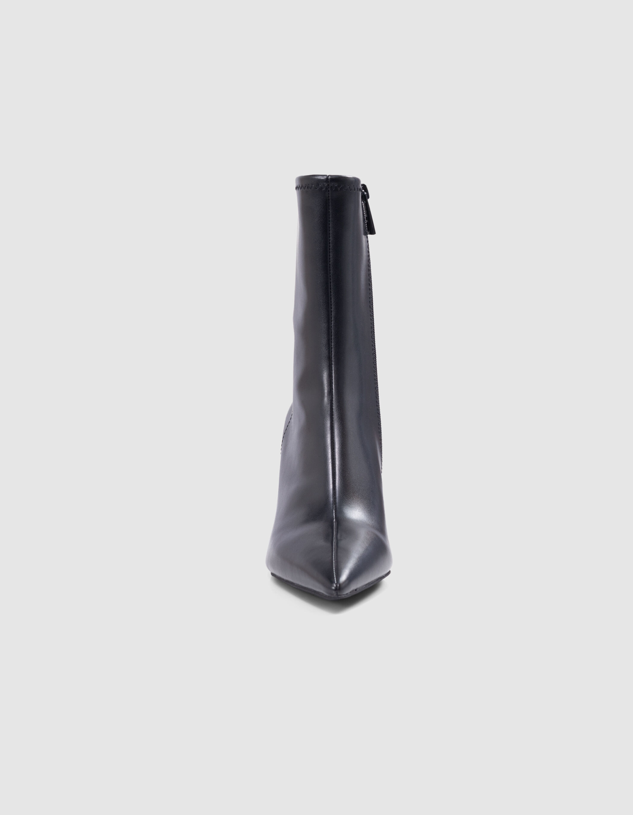 Women s black leather socks boots with thin heel IKKS