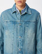 Blaue Jeansjacke mit Plissee-Detail Herren-4