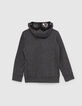 Graue Jungensweatjacke mit Brille und K-Print IKKS HERO-3