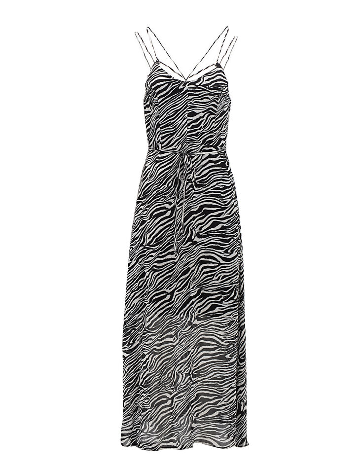Robe longue en crêpe de viscose imprimé zèbre -5