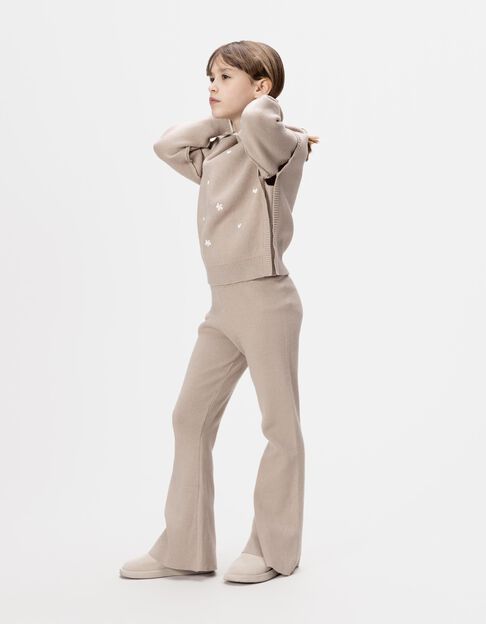 Pantalon flare beige tricot fille - IKKS