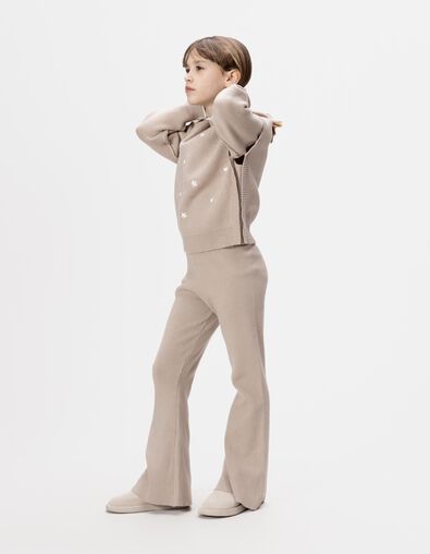 Pantalon flare beige tricot fille - IKKS