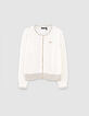 Cardigan blanc cassé bi matière brodé dos fille-1