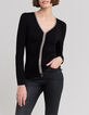 Schwarzes Damen-T-Shirt Metallic-Mesh-Saum-2