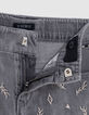 Short en jean gris coton bio brodé fille-7
