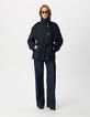 Manteau court marine avec ceinture Femme-1