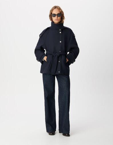 Manteau court marine avec ceinture Femme - IKKS
