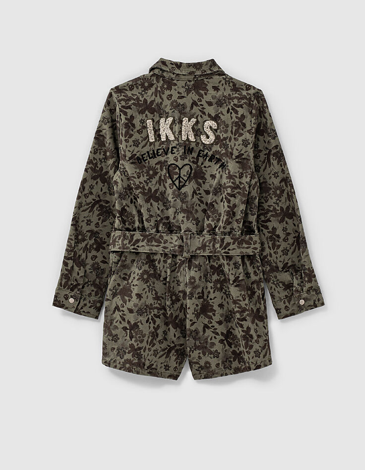 Combi short kaki imprimé camoufleurs fille-4 Combi short kaki imprimé camoufleurs fille-4
