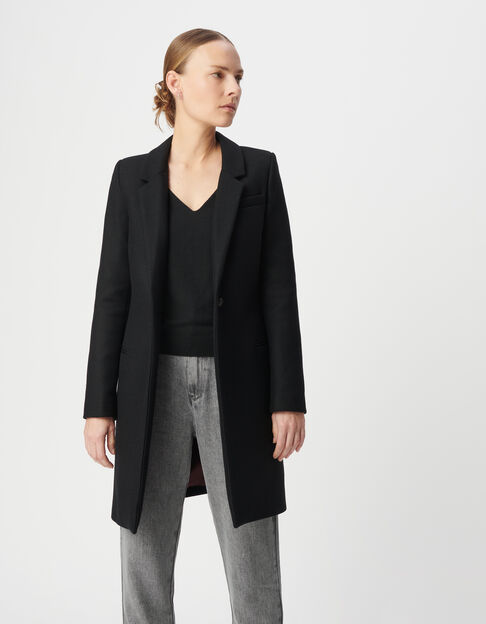 Manteau drap de laine à capuche femme