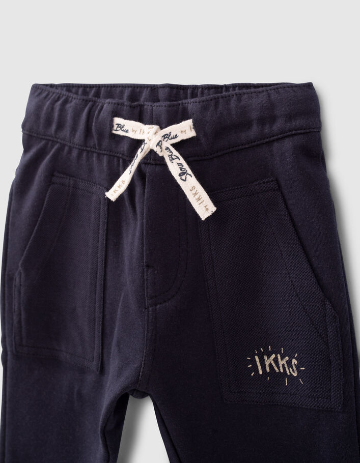Baby boys’ navy mixed fabric joggers with pockets - IKKS
