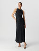 Robe longue noire bretelles croisée dos Femme-1