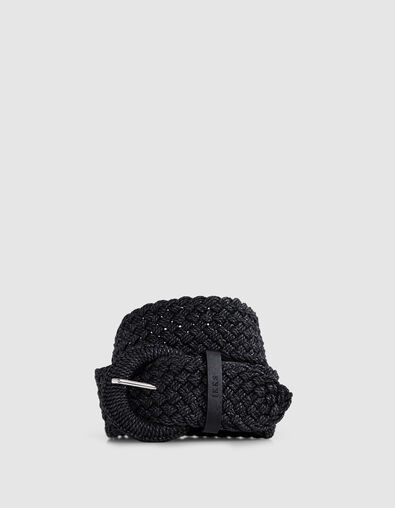 Mujer cintur&oacute;n ancho de rafia tejida negra - IKKS