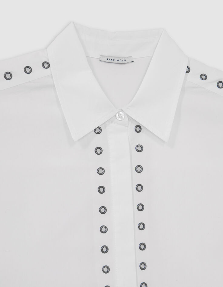 Chemise blanche coton bio décor œillets Femme-9 Chemise blanche coton bio décor œillets Femme-9