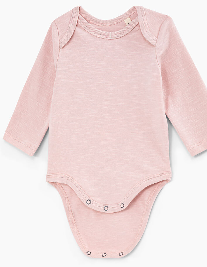 Baby’s light pink organic cotton bodysuit to personalise - IKKS