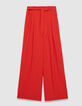 Women’s red wide-leg suit trousers with belt-5