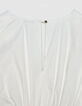 Vestido corto blanco de popelina con pliegues en la cintura Mujer-5