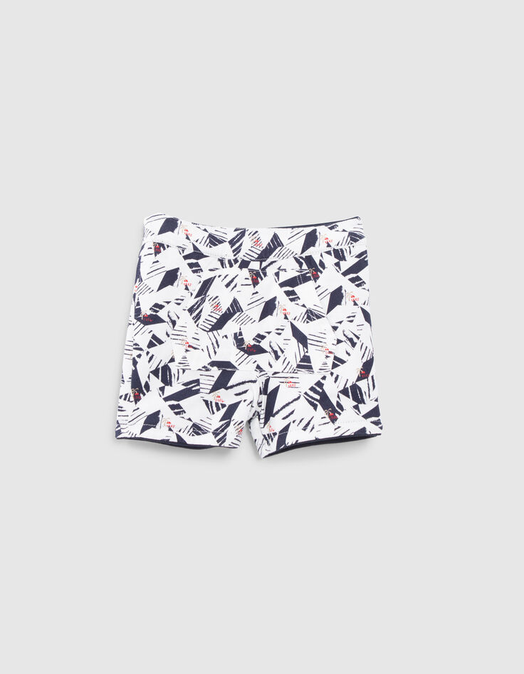 Baby boys' navy/origami print reversible shorts-6