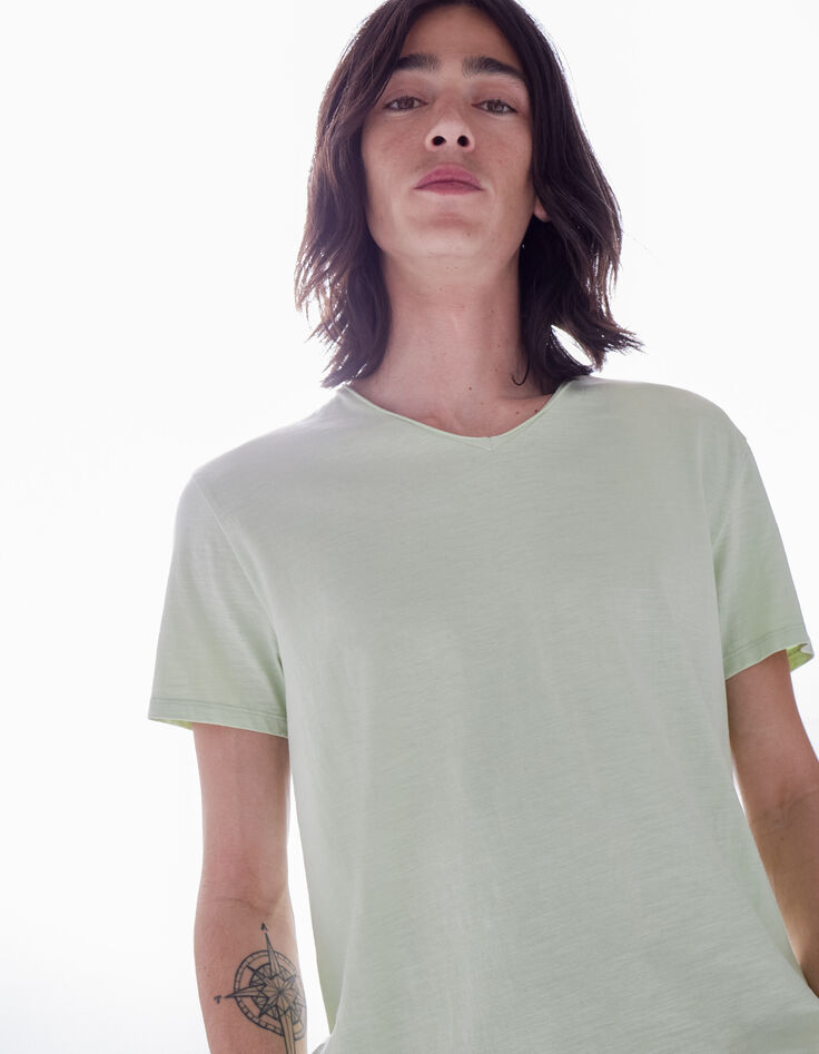 Men’s Essential celadon V-neck T-shirt-2