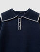 Pull marine tricot col marin fille-4