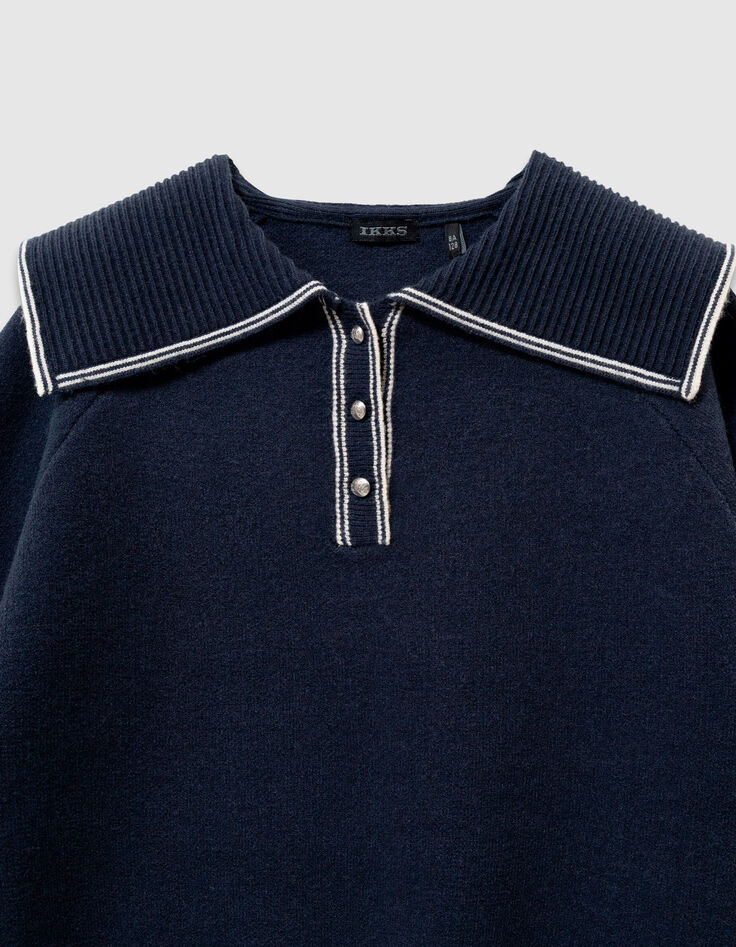 Pull marine tricot col marin fille-4