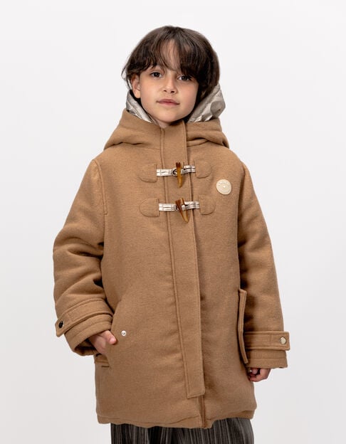 Abrigo cuadros camel pieza capucha niña - IKKS