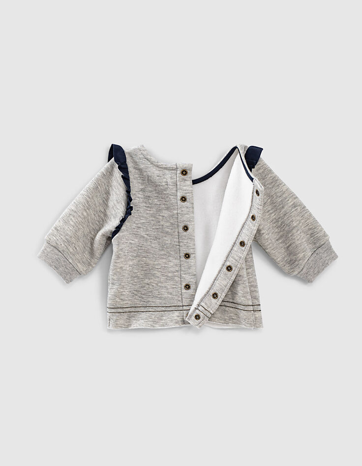 Sweat gris chiné moyen à visuel sirène bébé fille -2 Sweat gris chiné moyen à visuel sirène bébé fille -2