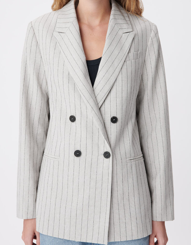 Veste de tailleur beige rayures tennis Femme-6