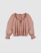 Blouse fluide blush large volant Femme-6