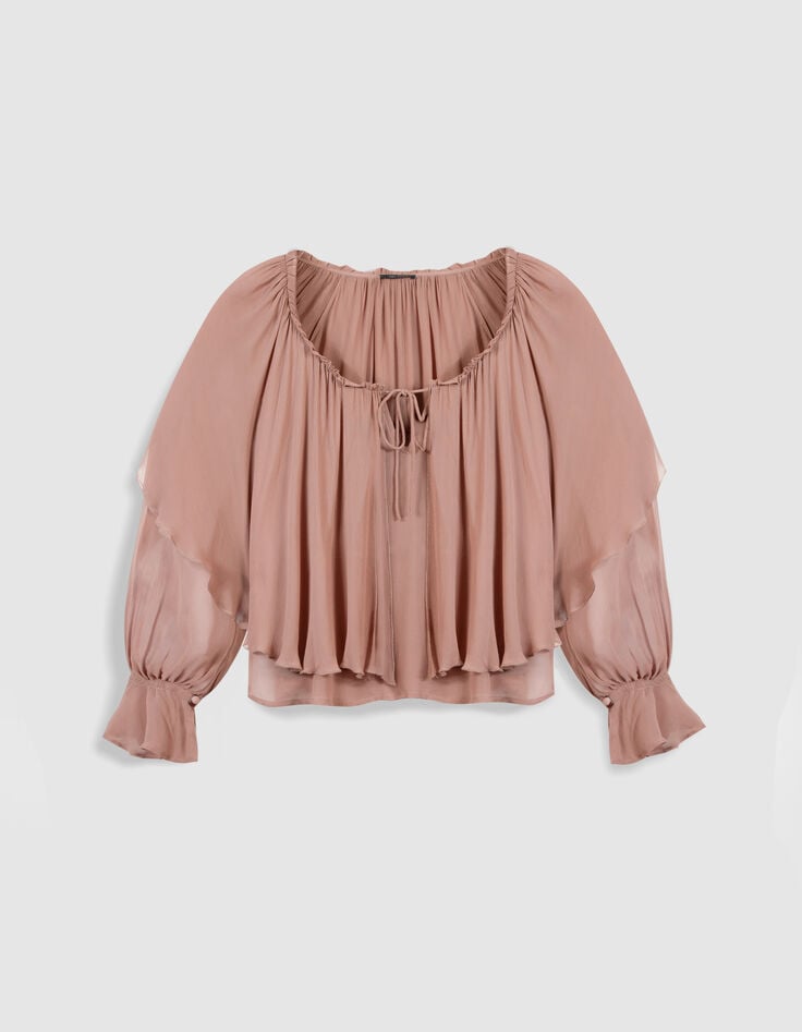 Blouse fluide blush large volant Femme-6